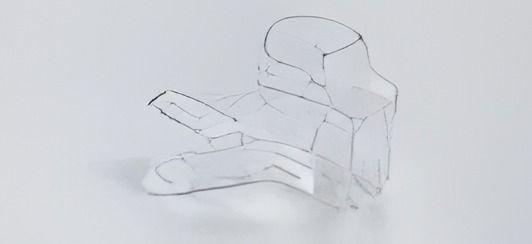 Pieza transparente en resina que muestra su geometría interna